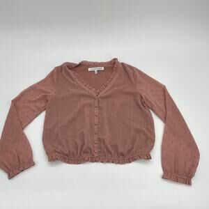 CUPCAKES and CASHMERE Metallic Ruffled Long Sleeve Peasant Shirt Womens XS Top